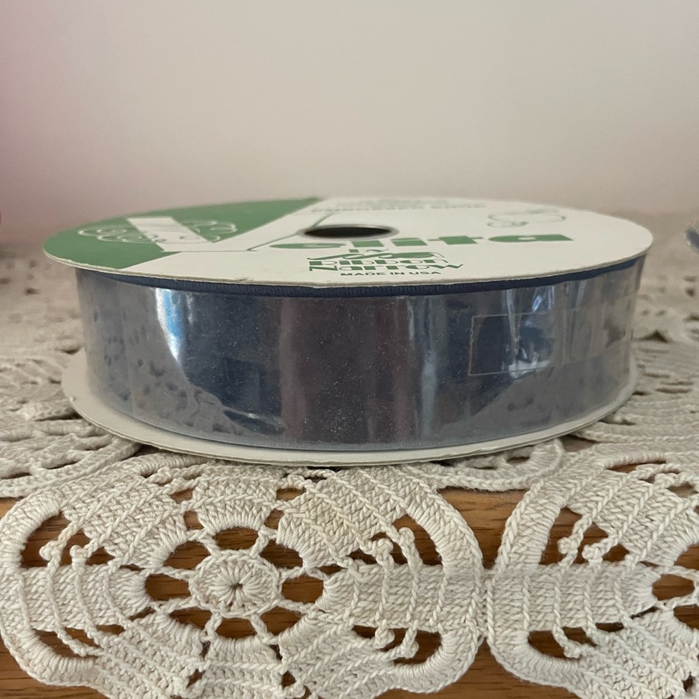 Velita Velvet Ribbon VTG French Blue Flocked 100% acetate 25 yards 1.5” Wide USA